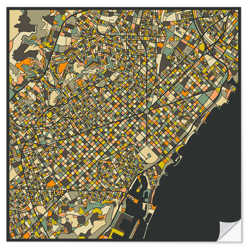 Autocolante decorativo Barcelona Map II