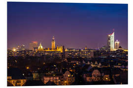 Foam board print Leipzig Skyline at night