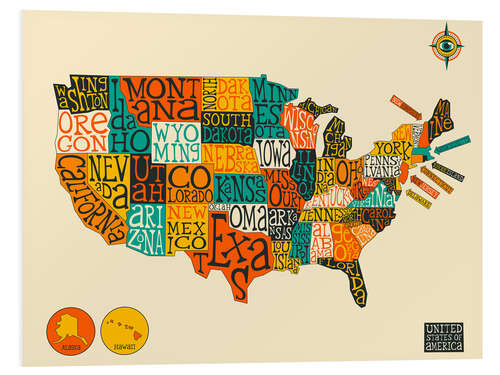 Cuadro de PVC UNITED STATES Map