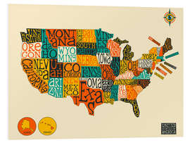 Quadro em PVC UNITED STATES Map