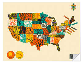 Sticker mural UNITED STATES Map