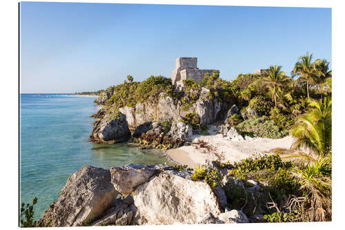 Tableau en plexi-alu Famous maya ruins of Tulum on the caribbean sea, Mexico