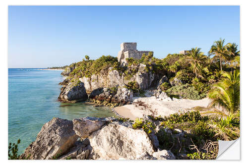 Självhäftande poster Famous maya ruins of Tulum on the caribbean sea, Mexico