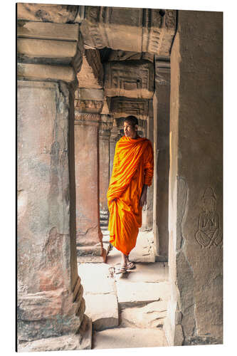 Alubild Mönch, der im Inneren Agkor Wat Tempel, Kambodscha