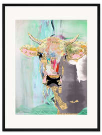 Gerahmter Kunstdruck Kuh Collage
