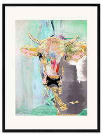 Gerahmter Kunstdruck Kuh Collage