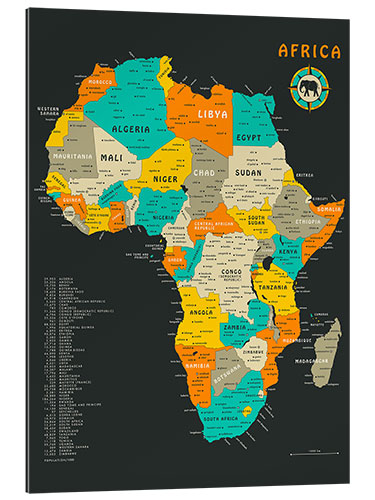 Quadro em plexi-alumínio Mapa de África (inglês)