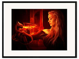 Inramat konsttryck Mother of dragons