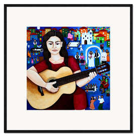 Framed art print Violeta Parra playing "casamiento de negros"