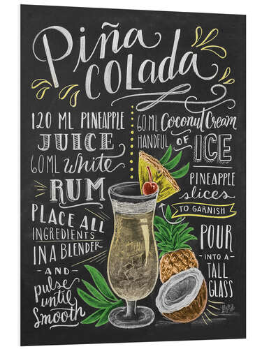 Cuadro de PVC Receta de piña colada (inglés)