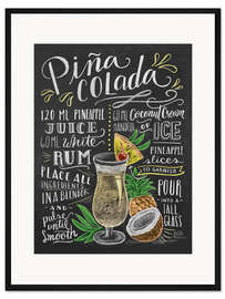 Gerahmter Kunstdruck Piña Colada Rezept (Englisch)
