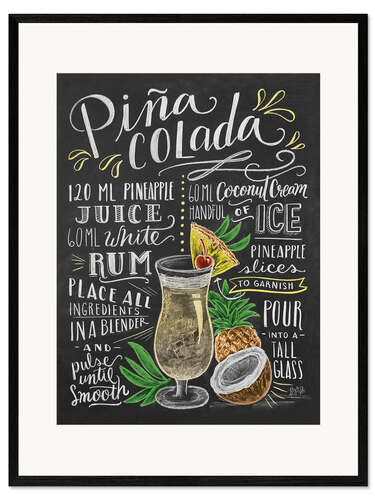 Stampa artistica con cornice Ricetta Piña Colada (inglese)