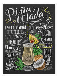 Plakat Piña Colada oppskrift (engelsk)