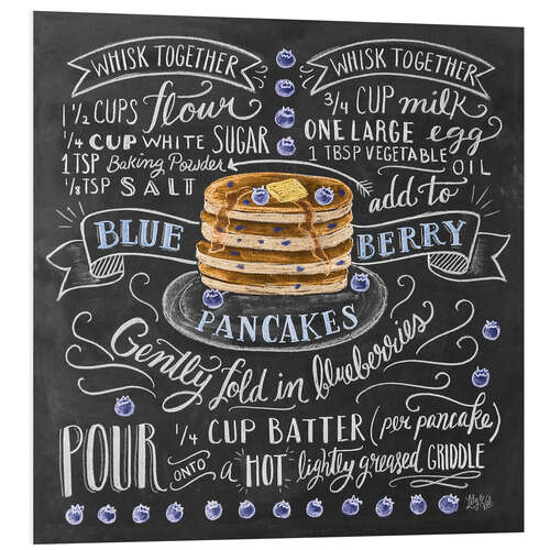 Tableau en PVC Recette des pancakes aux myrtilles (anglais)