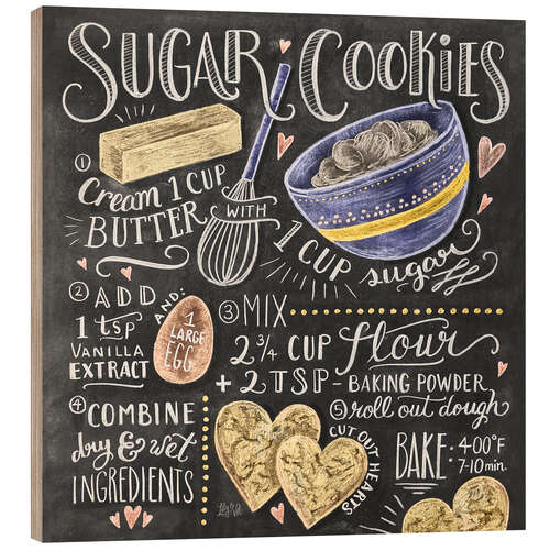 Tableau en bois Recettes des Sugar Cookies (anglais)