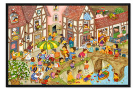 Gerahmter Kunstdruck Mein Dorf im Frühling