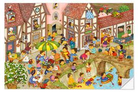 Sticker mural Village allemand au printemps