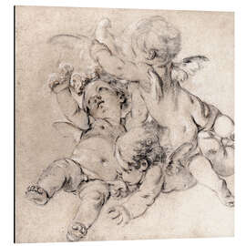 Magnettafel Drei Putten fliegen mit einer Taube