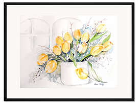 Gerahmter Kunstdruck Tulpen am Fenster