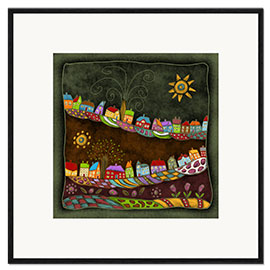Framed art print Happy World in Green