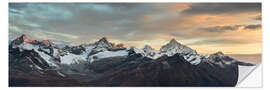 Wandsticker Panorama vom Gronergrat bei Sonnenaufgang, Zermatt, Schweiz