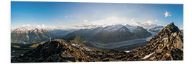 Quadro em PVC 360 degree panorama from Bettmerhorn with Aletsch Glacier, Valais, Switzer