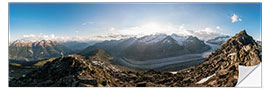 Selvklebende plakat 360 degree panorama from Bettmerhorn with Aletsch Glacier, Valais, Switzer