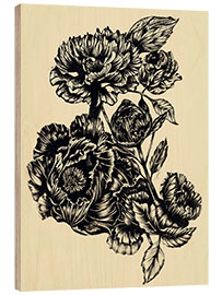 Tableau en bois Peonies