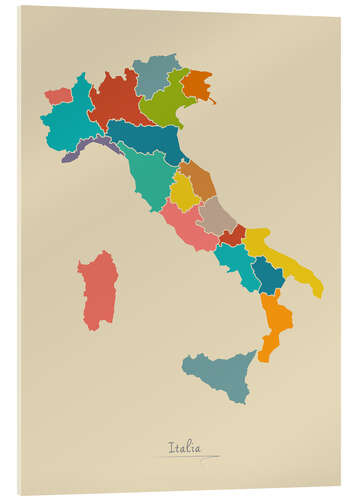 Acrylglasbild Italien Landkarte Modern Map Artwork Design