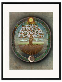 Gerahmter Kunstdruck Orobouros - Baum des Lebens