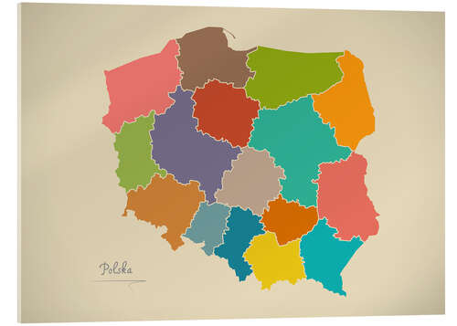 Stampa su vetro acrilico Modern Map of Poland Artwork Design