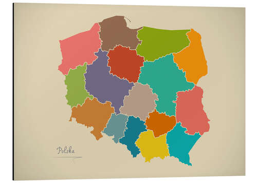 Stampa su alluminio Modern Map of Poland Artwork Design