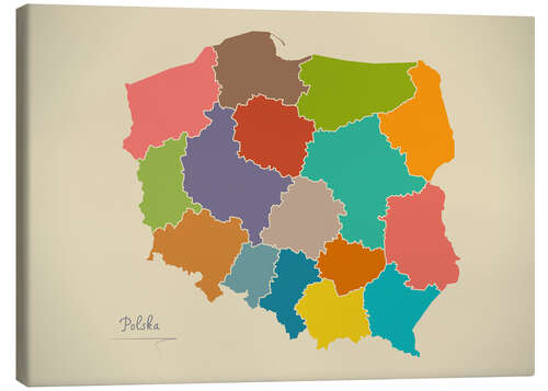 Tableau sur toile Modern Map of Poland Artwork Design