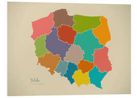 Foam board print Modern Map of Poland Artwork Design