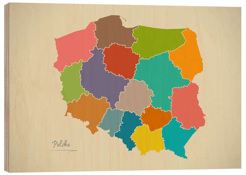 Quadro de madeira Modern Map of Poland Artwork Design