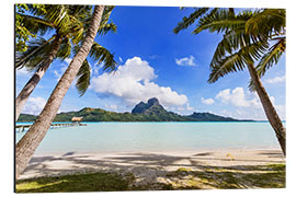 Tableau en aluminium Palmiers sur la plage à Bora-Bora