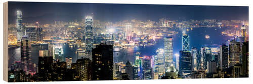 Holzbild Hongkong-Panorama