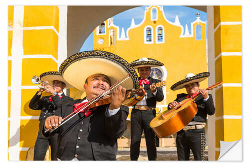 Selvklæbende plakat Mexican Mariachi musicians with sombrero, Mexico