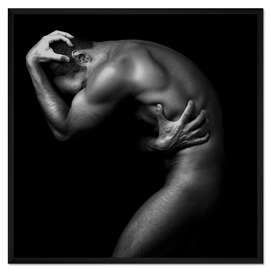 Gerahmter Kunstdruck gebeugter Akt