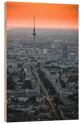 Wood print Berlin TV Tower