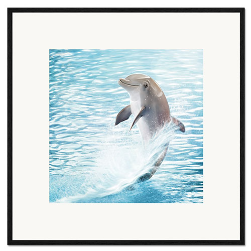 Ingelijste kunstdruk dolphin