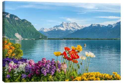 Canvas-taulu Lake Geneva in spring