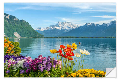 Naklejka na ścianę Lake Geneva in spring