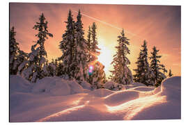 Magnettafel Sonnenuntergang im Winter