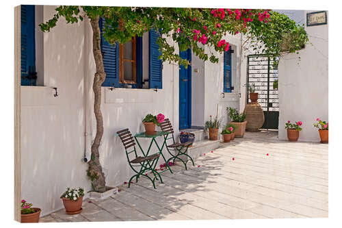 Holzbild Kykladeninsel Paros - Bergdorf Lefkes