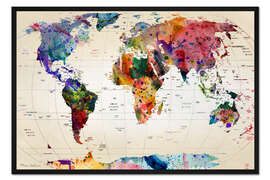 Gerahmter Kunstdruck Weltkarte