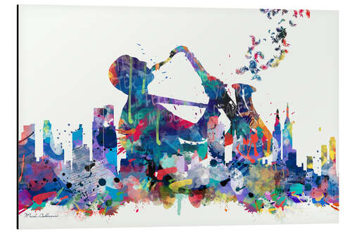 Tableau en aluminium New York et saxophone