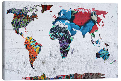 Canvas print map graffiti