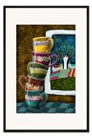 Gerahmter Kunstdruck Fröhliche Kaffeetassen