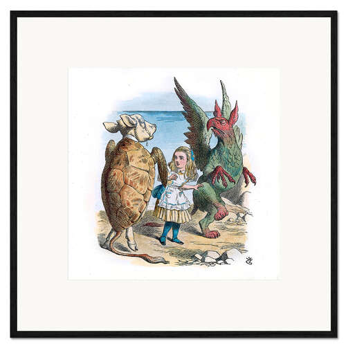 Kunsttryk i ramme Gryphon and the Mock Turtle Alice dance
